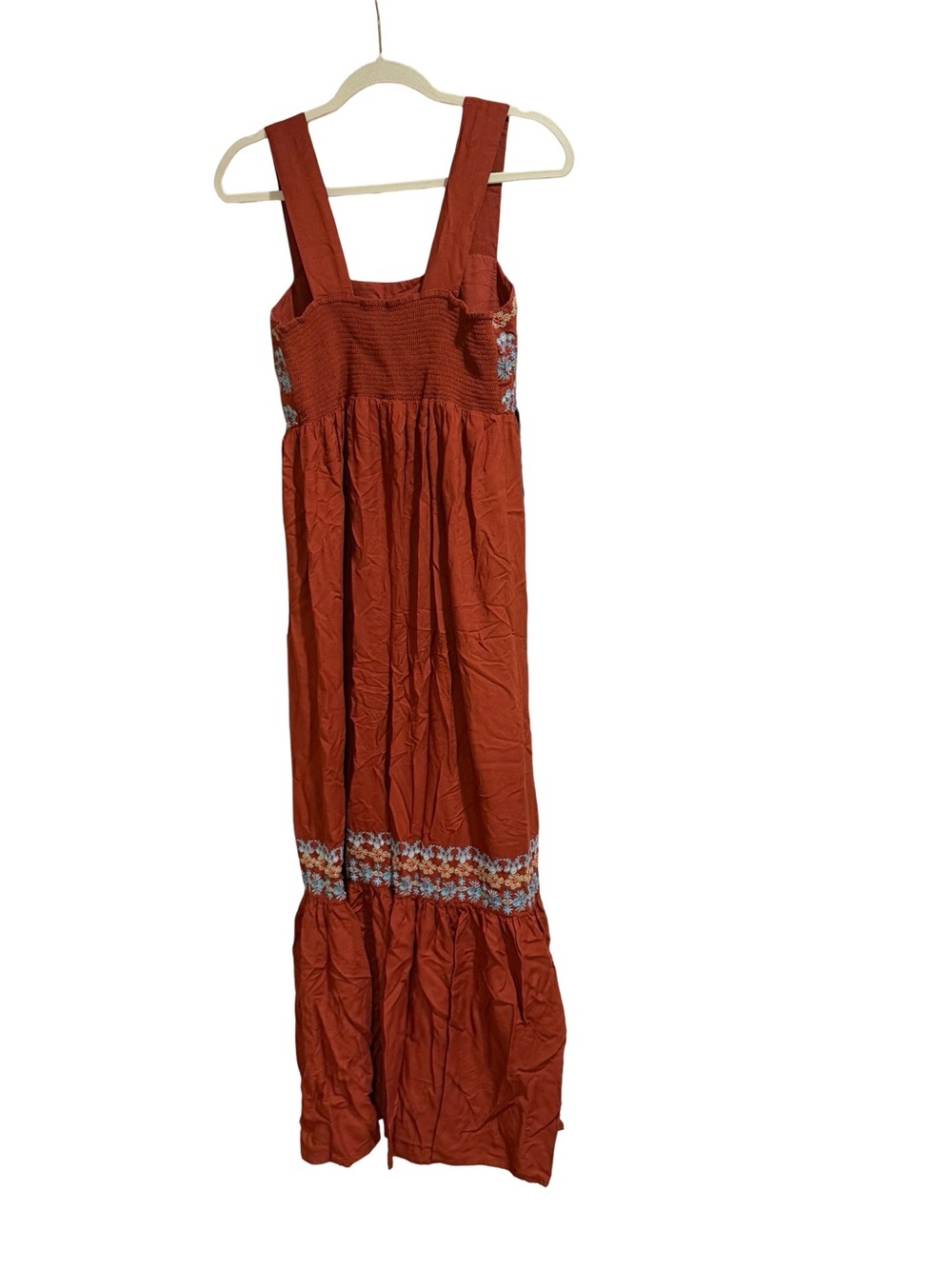 ๐ฟ Natural Life Hannah Embroidered Jumpsuit Women's Medium Rust Boho Floral - Picture 7 of 13